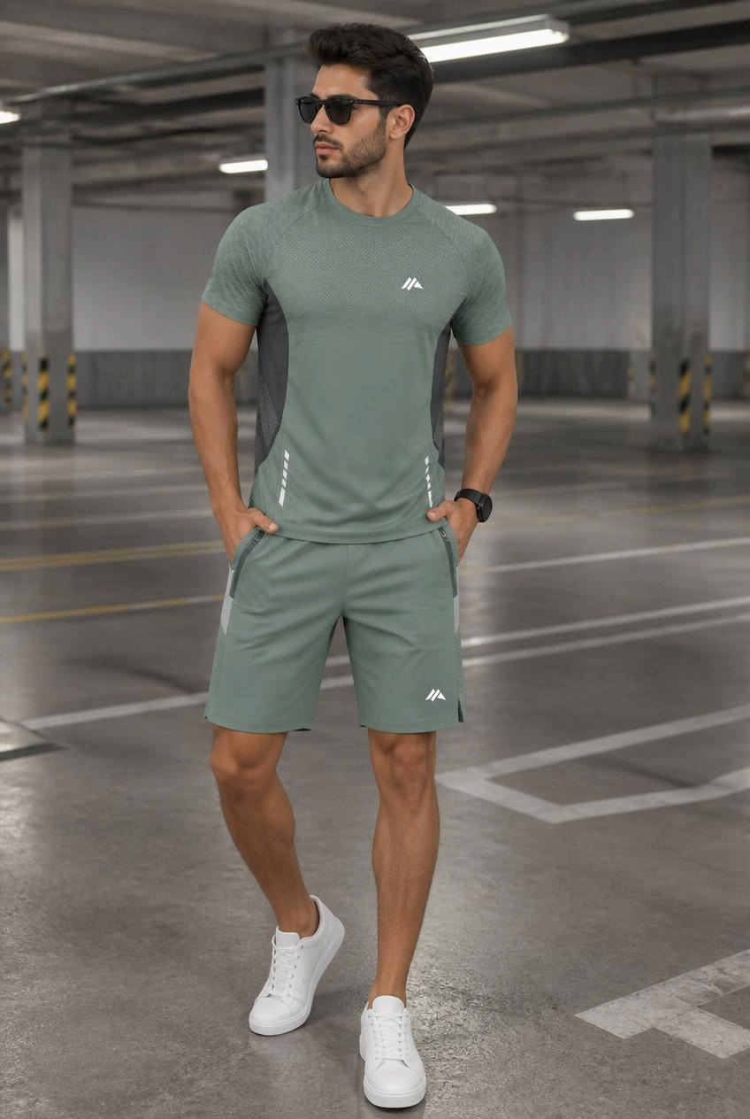 mens two piece tracksuit short set